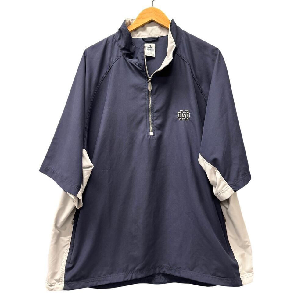 Notre Dame Windbreaker Mens XL Blue 1/2 Zip Pullover adidas Climashell Vintage